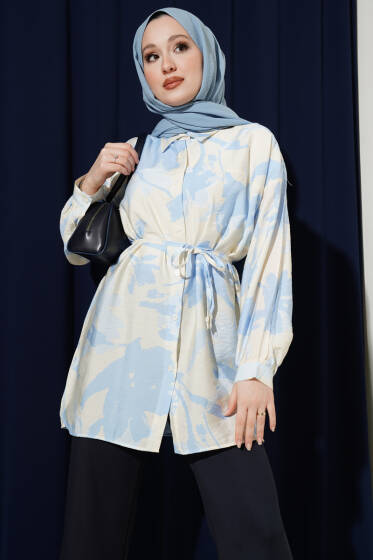 Karışık Desenli İp Kuşaklı Gömlek Asorti 4 - Gömlek