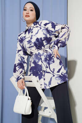 Karışık Desenli İp Kuşaklı Gömlek Asorti 5 - POLO LIVE