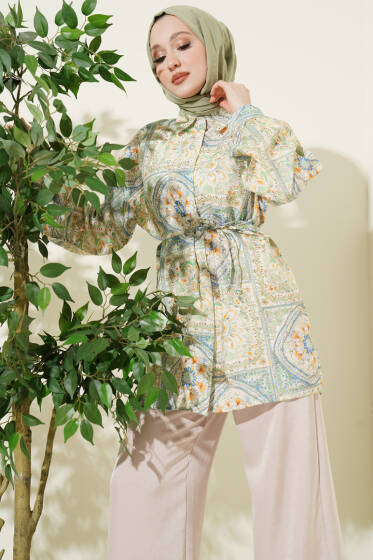 Karışık Desenli İp Kuşaklı Gömlek Asorti 7 - Gömlek