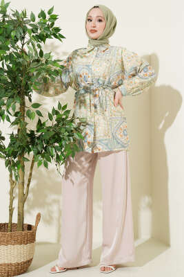 Karışık Desenli İp Kuşaklı Gömlek Asorti 7 - Gömlek