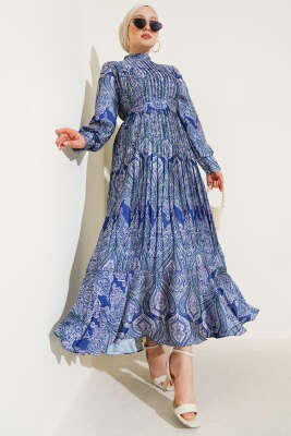 Karışık Desenli Kuşaklı Elbise Parlement 