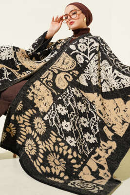 Karışık Desenli Panço Siyah - ULUDAĞ TRİKO