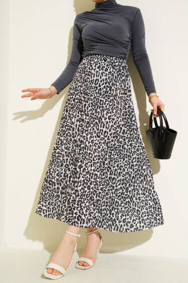 Karışık Desenli Piliseli Etek Taş - Etek