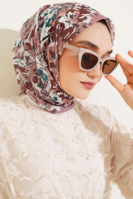 Karışık Desenli Soft Eşarp Camel - Başörtüsü