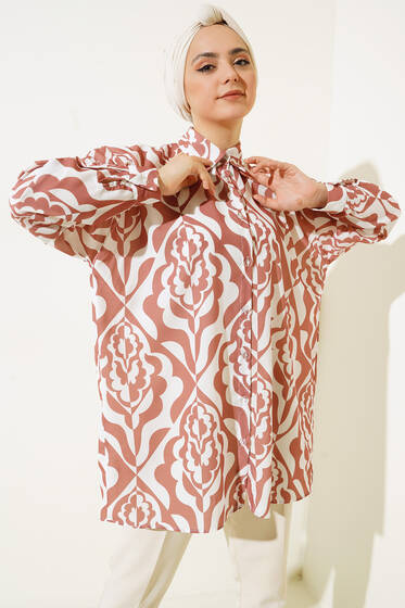 Karma Dijital Baskılı Gömlek Gül Kurusu - ÇOK SATANLAR