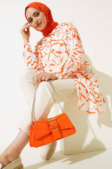 Karma Dijital Baskılı Gömlek Oranj - Gömlek