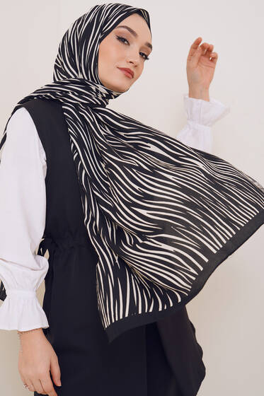 Karma Serisi Mio Şal Dal Desen - Black&White