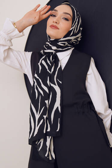 Karma Serisi Mio Şal Kamuflaj Desen - Black&White