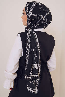 Karma Serisi Mio Şal Mermer Desen - Black&White