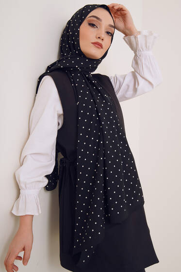 Karma Serisi Mio Şal Puantiye Desen - Black&White