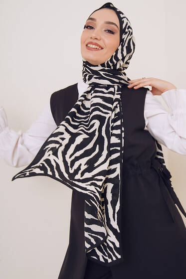 Karma Serisi Mio Şal Zebrasa Desem - Black&White