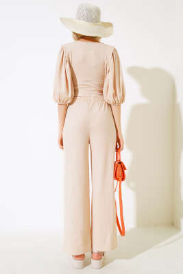 Karpuz Kol İkili Takım Bej - Kadın Giyim Modelleri