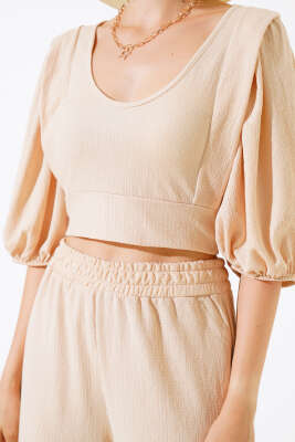 Karpuz Kol İkili Takım Bej - Kadın Giyim Modelleri