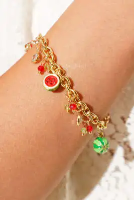 Karpuzlu Taşlı Bileklik Gold - Bileklik