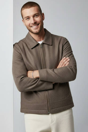 Kaşe Erkek Mont Kahve - Erkek Mont