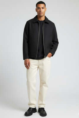 Kaşe Erkek Mont Siyah - Erkek Mont