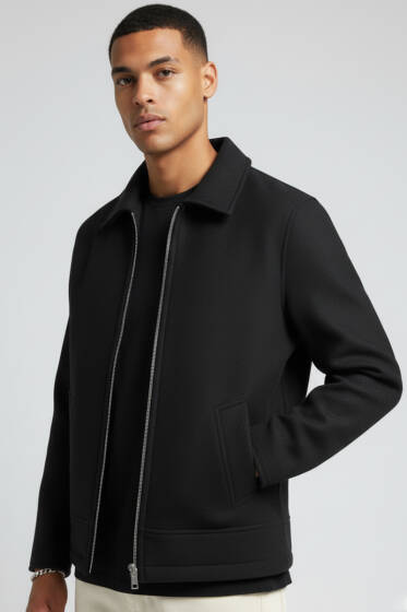 Kaşe Erkek Mont Siyah - Erkek Mont