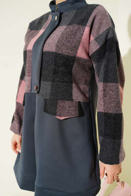 Kaşe Garnili Fermuarlı Hırka Füme - Hırka