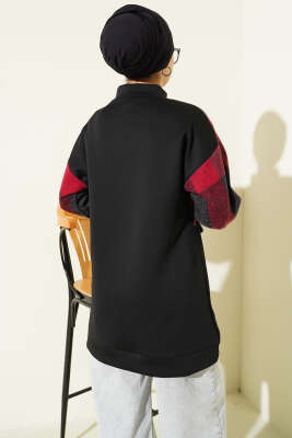 Kaşe Garnili Fermuarlı Hırka Siyah - Hırka