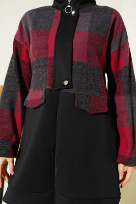 Kaşe Garnili Fermuarlı Hırka Siyah - Hırka