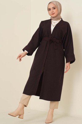 Kaşe Kimono Kaban Bordo 