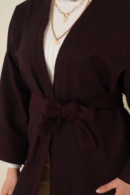 Kaşe Kimono Kaban Bordo - Kaban