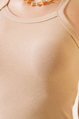 Kaşkorse Askılı Body Latte - Bluz