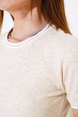 Kaşkorse Biyeli Elbise Bej - Kadın Giyim Modelleri