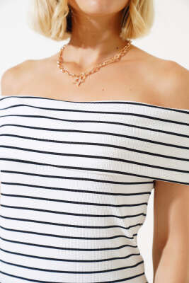 Kaşkorse Madonna Yaka Elbise Beyaz - Kadın Giyim Modelleri