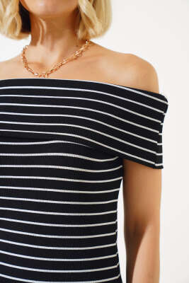 Kaşkorse Madonna Yaka Elbise Siyah - Kadın Giyim Modelleri