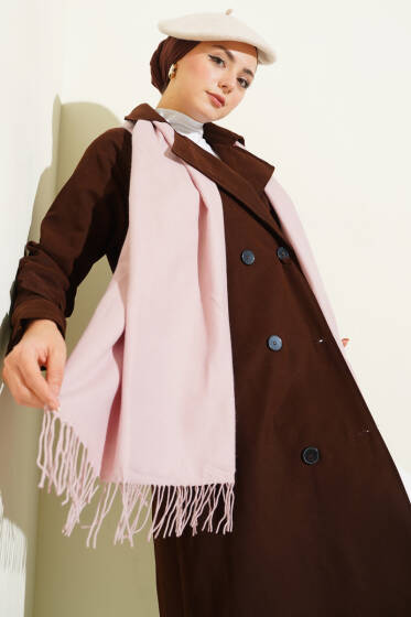 Kaşmir Omuz Şalı Pudra - Omuz Şalı