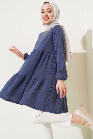 Kat Kat Ağaç Kabuğu Tunik İndigo - Tunik