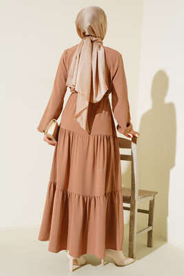 Kat Kat Ayrobin Elbise Camel - Elbise