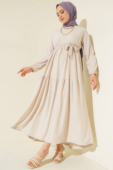 Kat Kat Bürümcük Elbise Taş - Tesettür Elbise