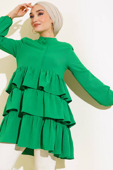 Kat Kat Detaylı Tunik Yeşil - Tunik