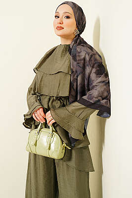 Kat Kat Fırfırlı Tunik İkili Takım Haki - İkili Takım