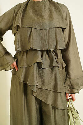 Kat Kat Fırfırlı Tunik İkili Takım Haki - İkili Takım