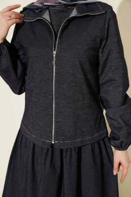 Kat Kat Jileli Ceketli Kot İkili Takım Lacivert - İkili Takım