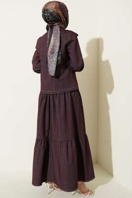 Kat Kat Jileli Ceketli Kot İkili Takım Mürdüm - İkili Takım