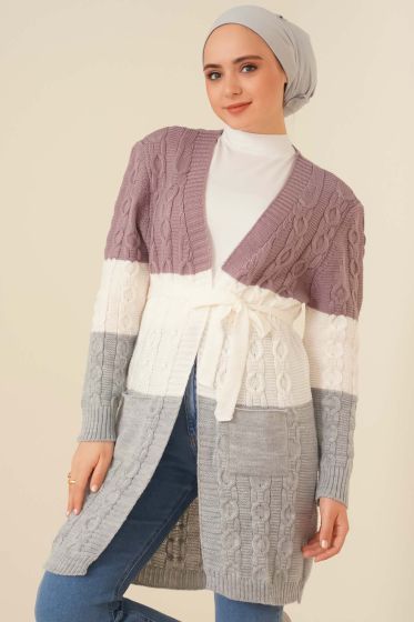 Kat Kat Renkli Örgü Hırka Magenta - Hırka