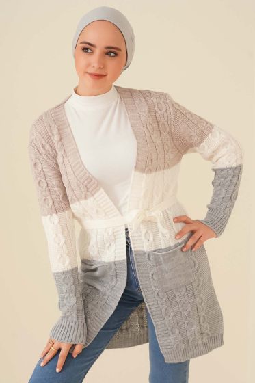 Kat Kat Renkli Örgü Hırka Taş - Hırka