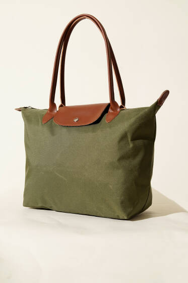 Katlanabilir Çıtçıtlı Çanta Haki - Kol Çantası