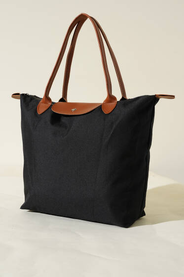 Katlanabilir Çıtçıtlı Çanta Siyah - Kol Çantası