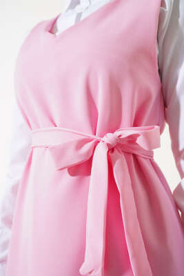 Katlı Jile Elbise Pembe - Tesettür Elbise