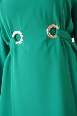 Katlı Kuşgözlü Tunik Yeşil - Tunik