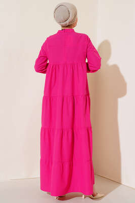 Katlı Model Elbise Fuşya - 500-700 TL Ürünler