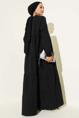 Katlı Model Elbise Siyah - Elbise