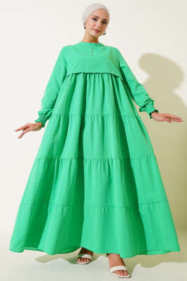 Katlı Model Elbise Yeşil - 500-700 TL Ürünler