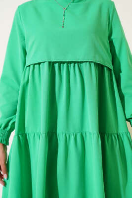 Katlı Model Elbise Yeşil - 500-700 TL Ürünler