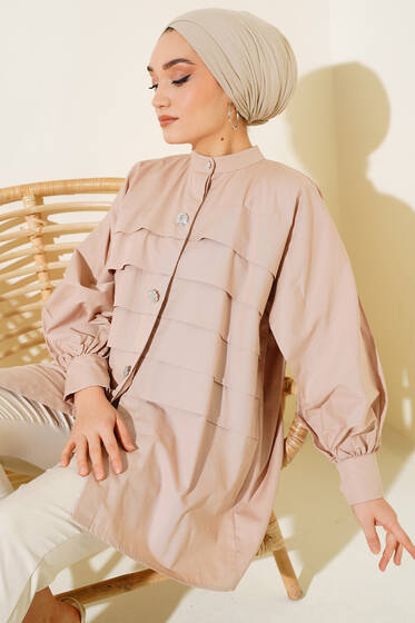 Katlı Tunik Bej - Tunik